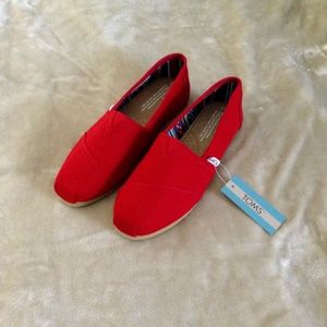 Toms Alpargata Red Canvas slip-ons 6.5
